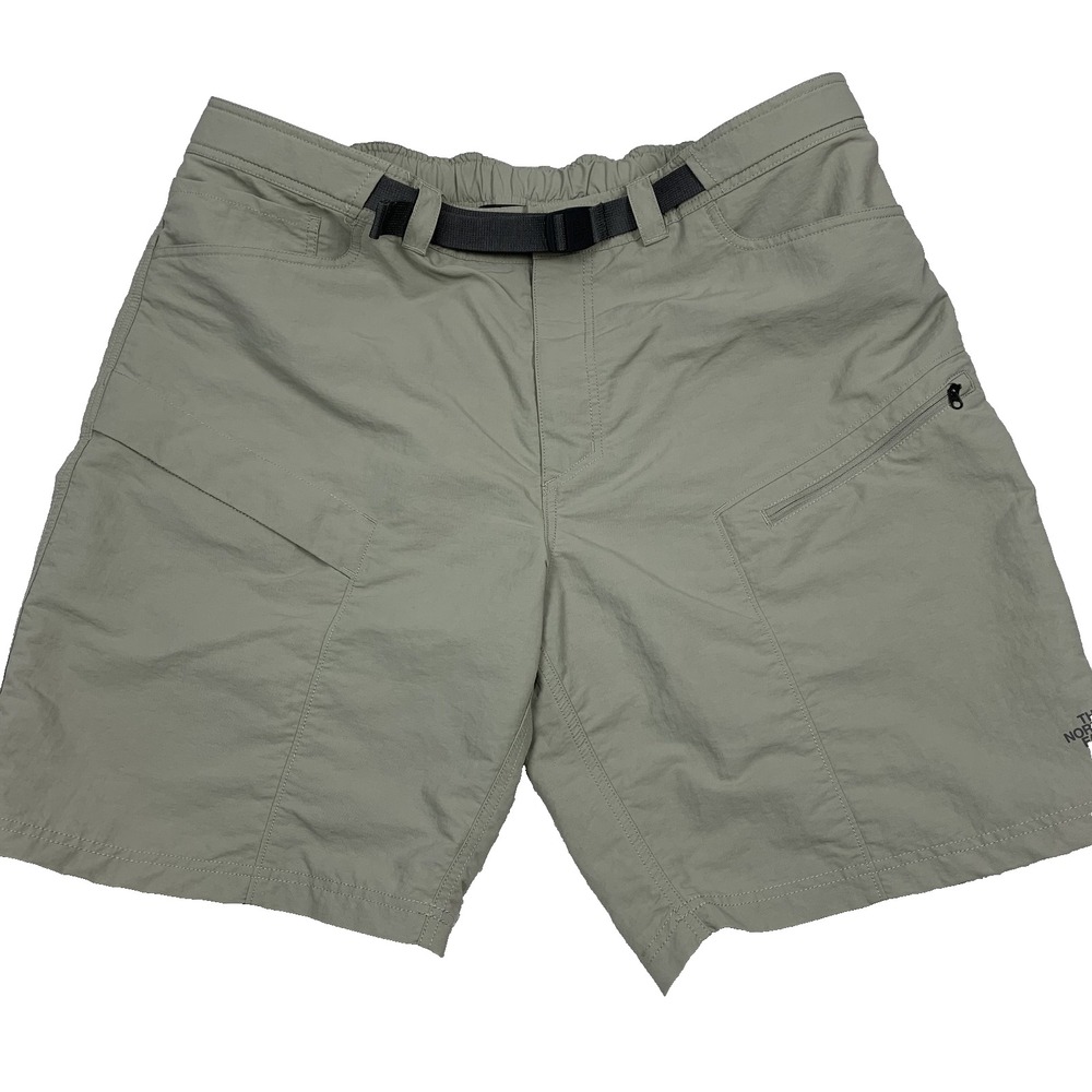 The North Face Cargo Shorts Men XXL Beige Belted Hiking Nylon Quick Dry 42 Waist